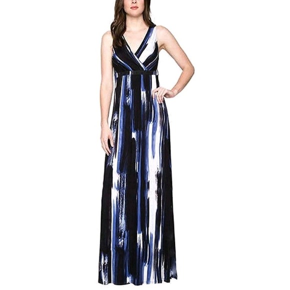 Matty M Dresses & Skirts - Matty M V-Neck Maxi Dress Size M Rayon Sleeveless Tie Dye Wrap Tank Resort Boho